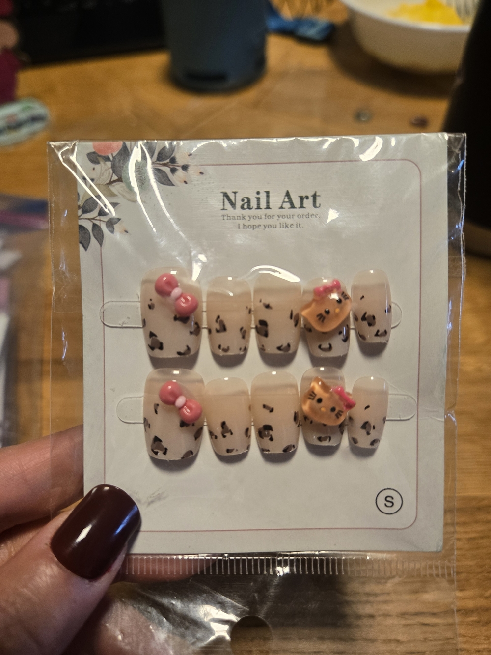 Cute Leopard Print Press-On Nails with Pink 3D Bows